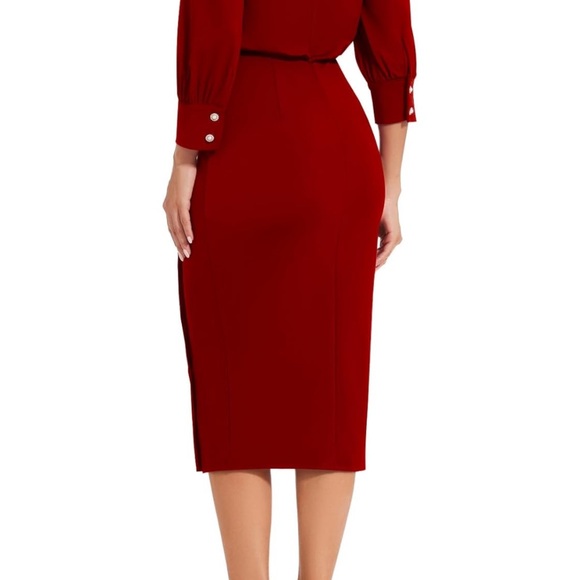 🌹🆕 Elegant Red Off-Shoulder One Shoulder Dress Small Christmas dress - Picture 5 of 8